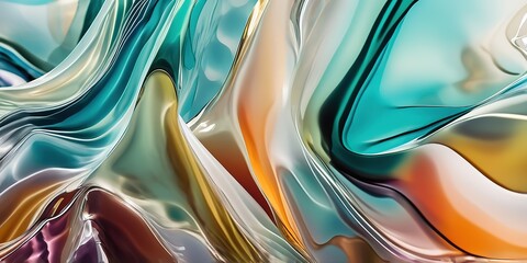 Fototapeta premium Glass wavy shape background, wide background