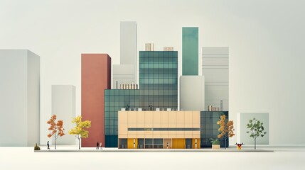 Naklejka premium A corporate headquarters with advanced infrastructure and green sustainable design, representing a forwardthinking and expanding organization