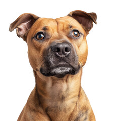 Close-up Portrait of a Brown Dog with Curious Eyes