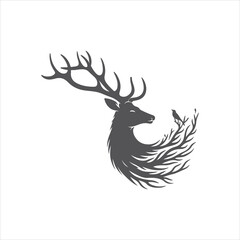 Naklejka premium Rein Deer Icon Flat Graphic Design.