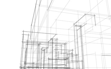 architectural drawing 3d vector illustration