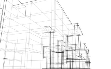 architectural drawing 3d vector illustration