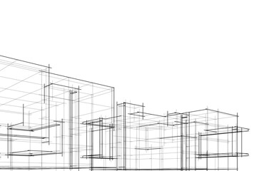 architectural drawing 3d vector illustration