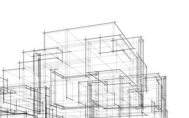 architectural drawing 3d vector illustration