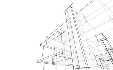 architectural drawing 3d vector illustration