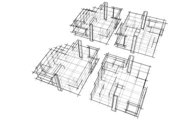 architectural drawing 3d vector illustration