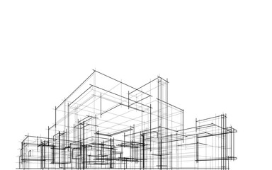 architectural drawing 3d vector illustration