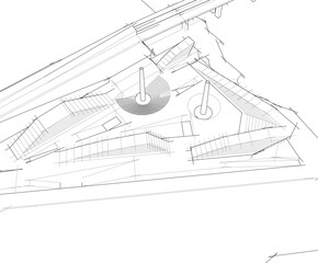 architectural drawing 3d vector illustration