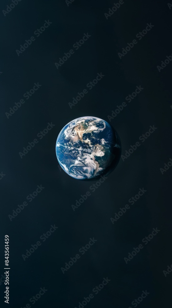 Poster stunning view of planet earth from outer space with vast dark background. highlighting the beauty an