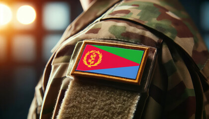 A soldier's uniform with the Eritrea flag patch, symbolizing patriotism and service to the nation