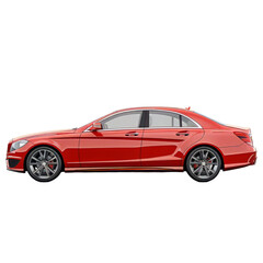 Red Sedan Car isolated on transparent background.
