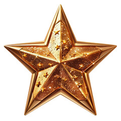 Gold Star with Glitter isolated on transparent background.
