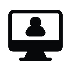Person inside monitor, concept icon of online user