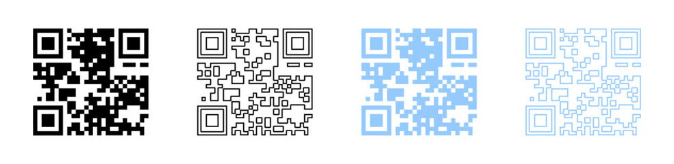 QR-Code Set Icons. Flat style. Vector icons.