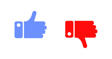 Like and Dislike Set Icons. Thumbs up and thumbs down icons. Flat style. Vector icons.