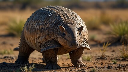Obraz premium Armored Giants: The Armadillos of the Savanna