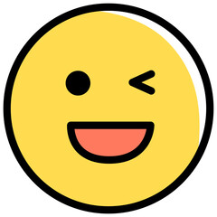 Fototapeta premium Wink and smile emoji icon of expressive emoticon. Vector illustration isolated on a white background.