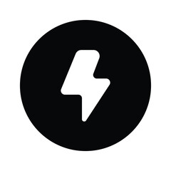Thunder sign inside circle, icon of energy coin