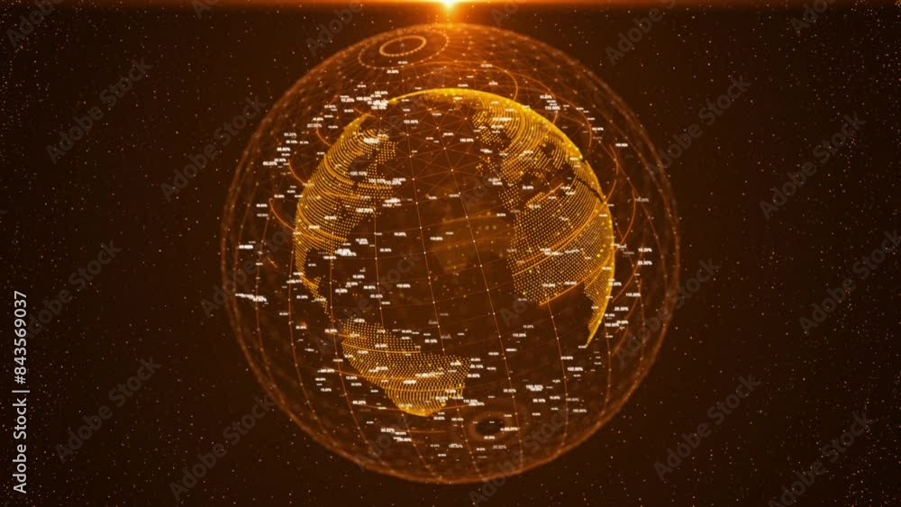 Poster global world network earth cryptocurrency blockchain iot. map point network planet earth finance, io