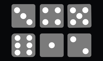Set of monochrome dices. Vector isolated dice icons. Eps 10.