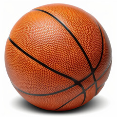 Fototapeta premium Detailed view of a basketball, highlighting its textured surface and black lines, isolated on a white background.