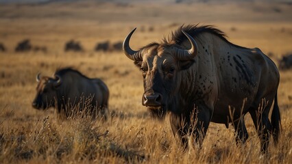 Obraz premium A herd of blue wildebeests