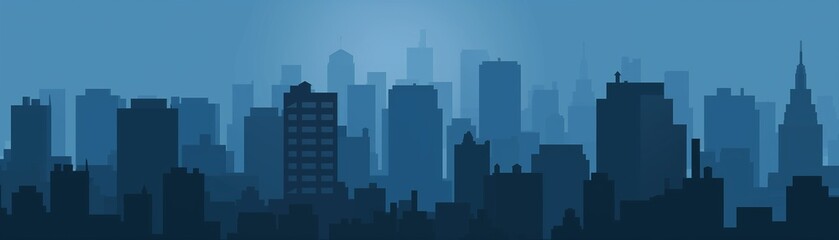 Obraz premium Blue city skyline at dusk