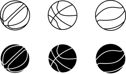 Obraz premium Basketball balls icon set illustration. Basketball balls sign and symbol. Basketball outline black color