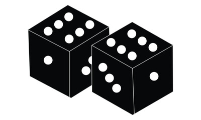 Png dice sticker, 3D rendering. Gaming dice.
