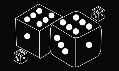 Dice isolated. Black and white dice.