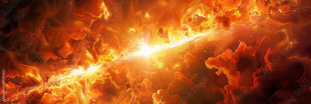 Poster Explosive solar flares on the sun's surface with intense energy. Capturing the dynamic and powerful nature of solar activity and space weather.