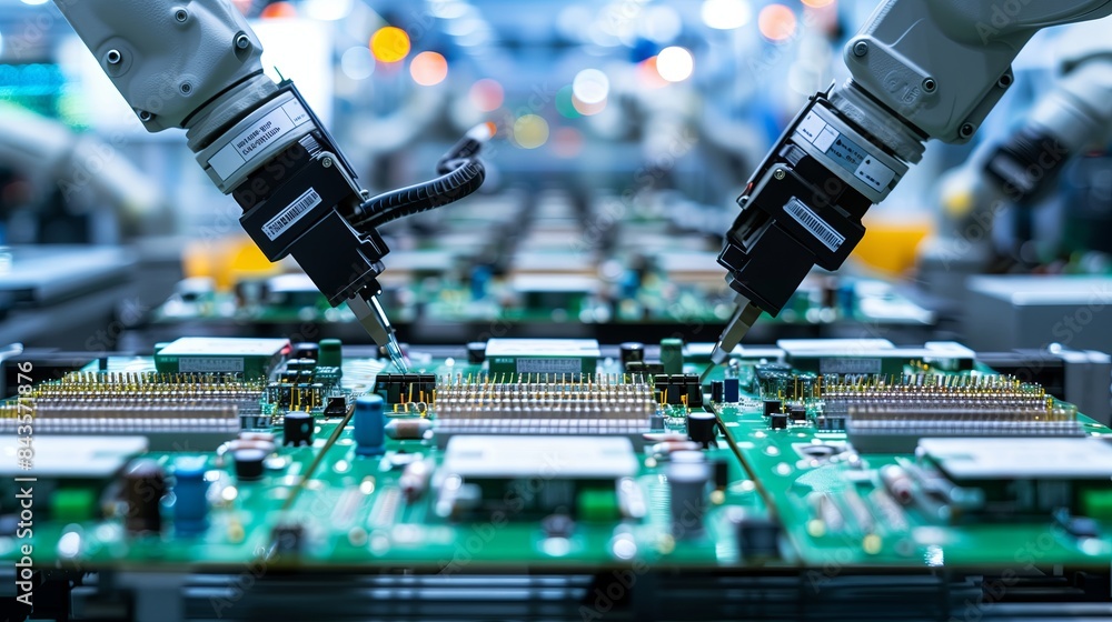 Aufkleber computer motherboard with electronic components. digital circuit board for modern technology and ind