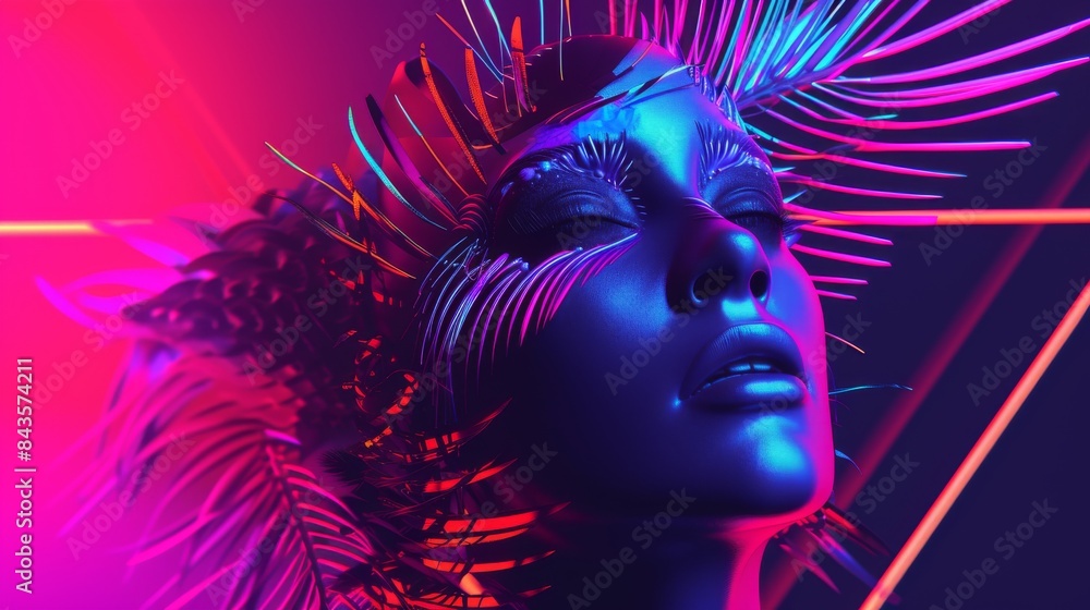 Poster an image of a portrait of a parrot, where the neural network helps highlight its bright feathers and