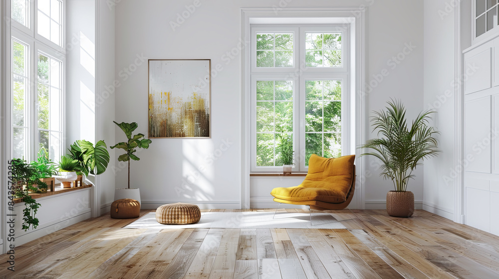 Poster modern bright interiors 3d rendering illustration computer generated image not photos