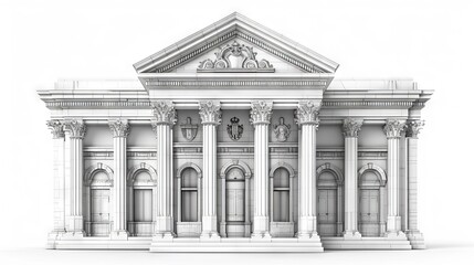 Obraz premium A Detailed Architectural Rendering of a Neoclassical Building With Ornate Detail