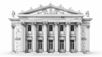 Fototapeta premium A Detailed Architectural Rendering of a Neoclassical Building With Ornate Detail