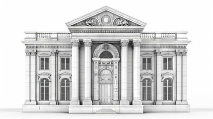 Fototapeta premium A Detailed Architectural Rendering of a Neoclassical Building With Ornate Detail