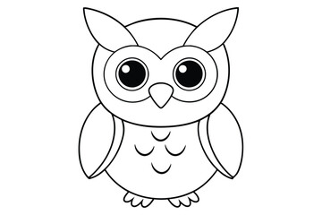 Baby Owls line art vector illustration