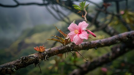 Flower from Hawaii on Branch in Nature