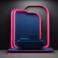 pink blue neon podium for product shooting