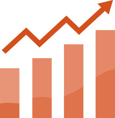 Graph growth arrow ring up on png background