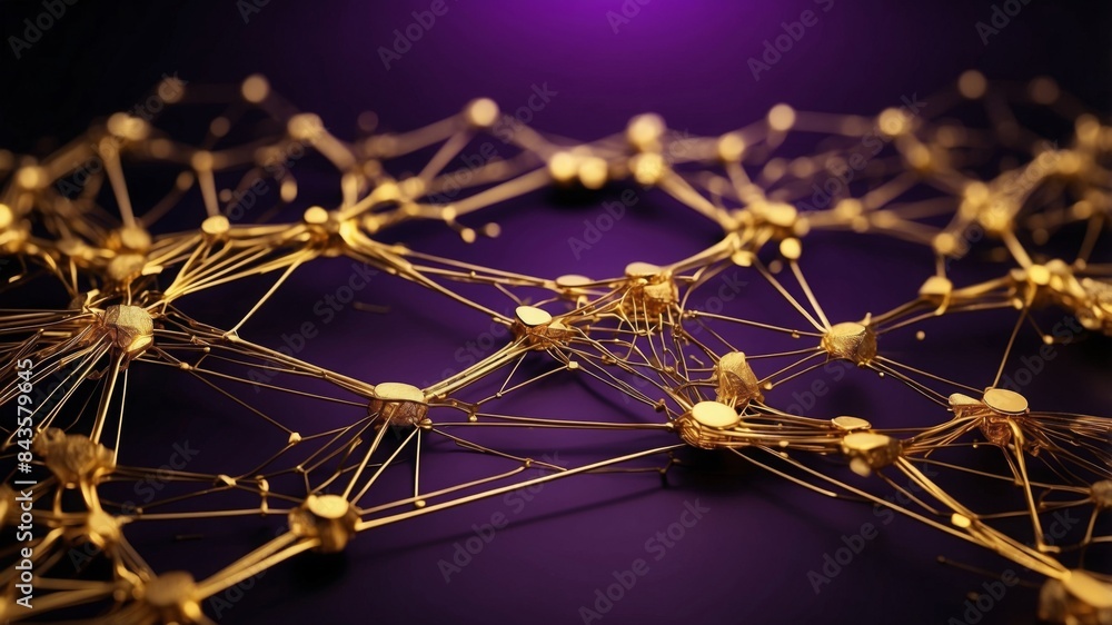 Poster Create a background showing an intricate cyber network with golden circuitry patterns and radiant