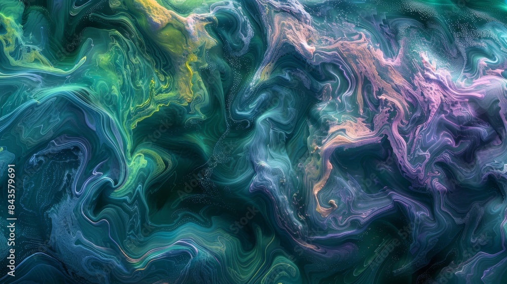 Poster a mesmerizing display of swirling colors takes over the usually calm waters. the ocean is abuzz with
