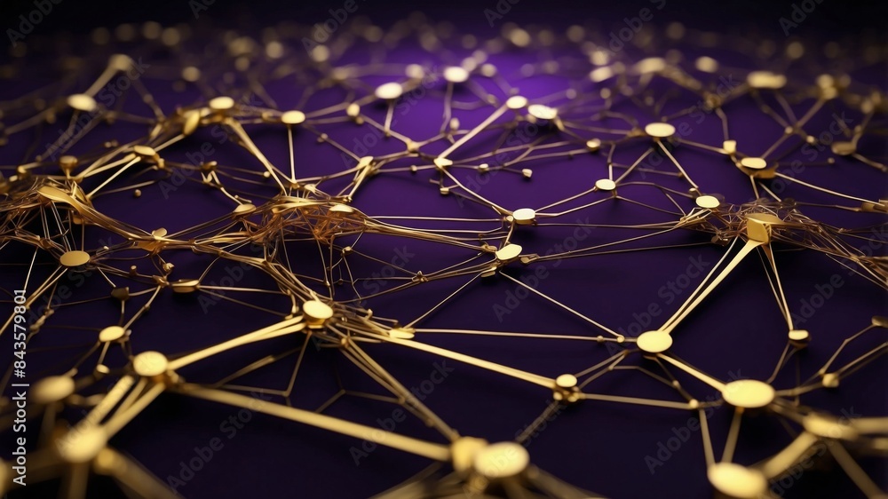 Poster Create a background showing an intricate cyber network with golden circuitry patterns and radiant