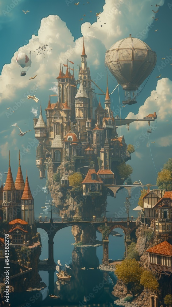 Poster a virtual reality illustration where players are immersed in a board game virtual world controlled b