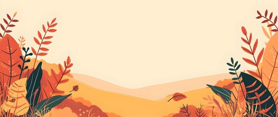 Autumnal Wilderness Captivating Cartoonish Landscape for Versatile Banner Design