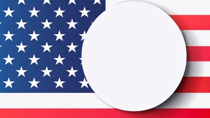 American flag with circular cutout center - A circular cutout on a waving American flag graphic creates a space for text or symbols