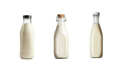 Fresh milk in a glass bottle transparent 