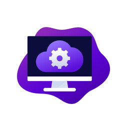 cloud computing vector icon with a computer