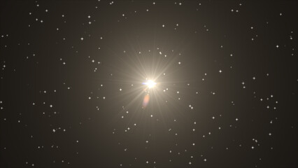 star with lens flare and bokeh effect illustration background